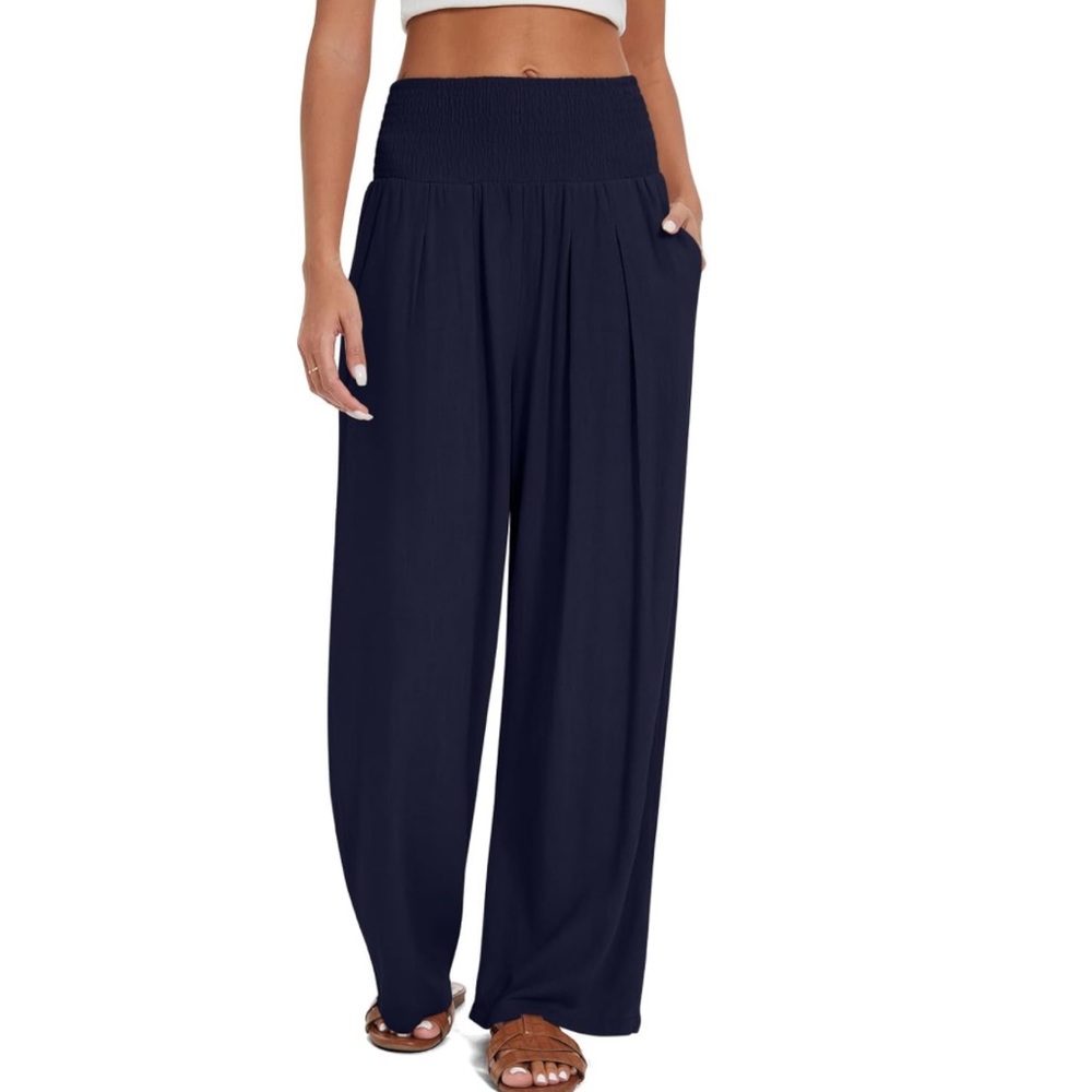 Linen Palazzo Pants Wide Leg High Waisted